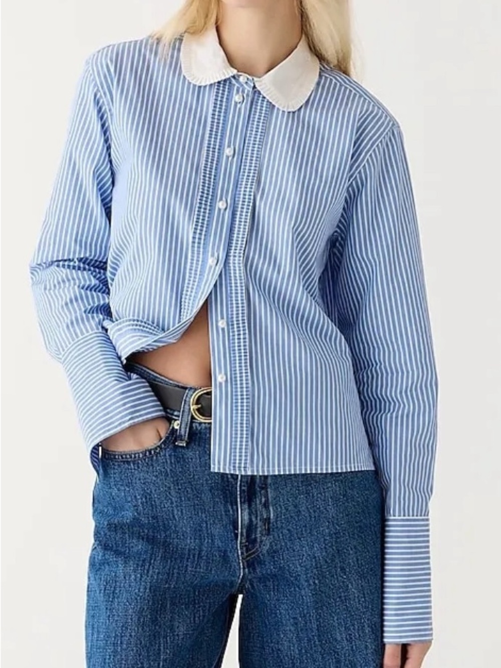 J.Crew Cropped Garçon Shirt With Pearl Buttons in Stripe size 00